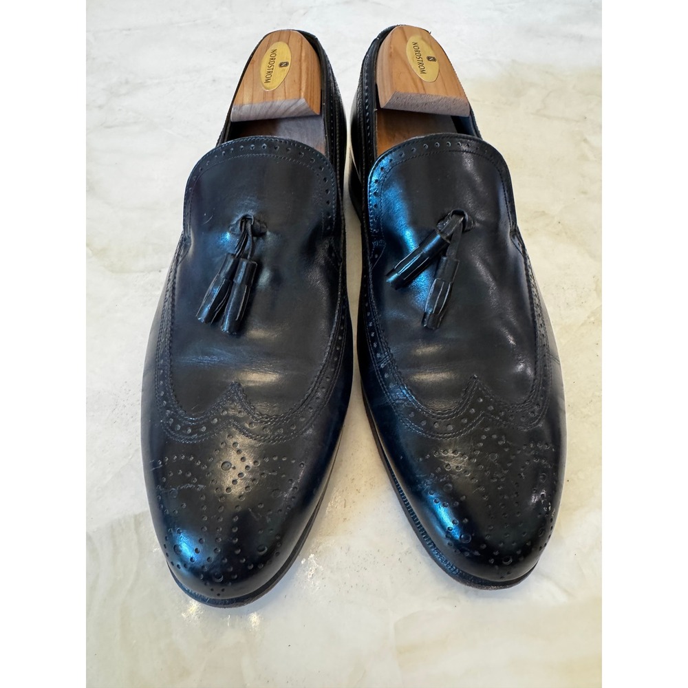 Bally Parawet Mens 10 E Black Leather Wingtip Tassel Loafers Swiss Made
